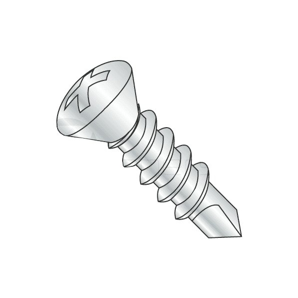 Newport Fasteners Self-Drilling Screw, #8 x 3/4 in, Zinc Plated Steel Oval Head Phillips Drive, 100 PK 552869-100 - main